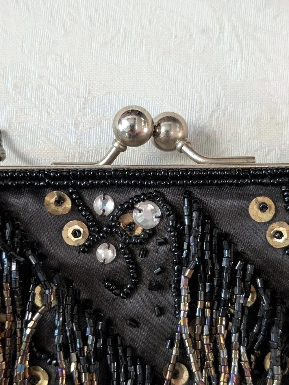Elegant Black Beaded Fringe Clutch - Designer Style